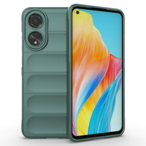 Husa Matte Waves pentru Oppo A78 4G, Camera Protect, Striatii laterale, Colturi intarite, Margini inaltate, Antialunecare, Antisoc, Silicon prietenos cu pielea, Verde