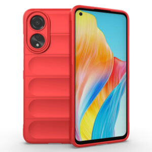 Husa Matte Waves pentru Oppo A78 4G, Camera Protect, Striatii laterale, Colturi intarite, Margini inaltate, Antialunecare, Antisoc, Silicon prietenos cu pielea, Rosu