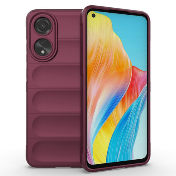 Husa Matte Waves pentru Oppo A78 4G, Camera Protect, Striatii laterale, Colturi intarite, Margini inaltate, Antialunecare, Antisoc, Silicon prietenos cu pielea, Visiniu