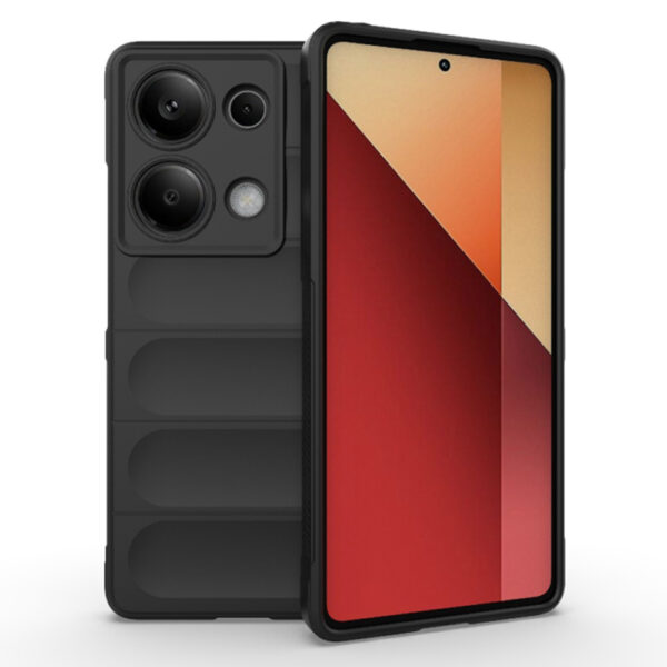 Husa Matte Waves pentru Xiaomi Redmi Note 13 Pro 5G, Camera Protect, Striatii laterale, Colturi intarite, Margini inaltate, Antialunecare, Antisoc, Silicon prietenos cu pielea, Negru