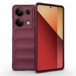 Husa Matte Waves pentru Xiaomi Redmi Note 13 Pro 5G, Camera Protect, Striatii laterale, Colturi intarite, Margini inaltate, Antialunecare, Antisoc, Silicon prietenos cu pielea, Visiniu