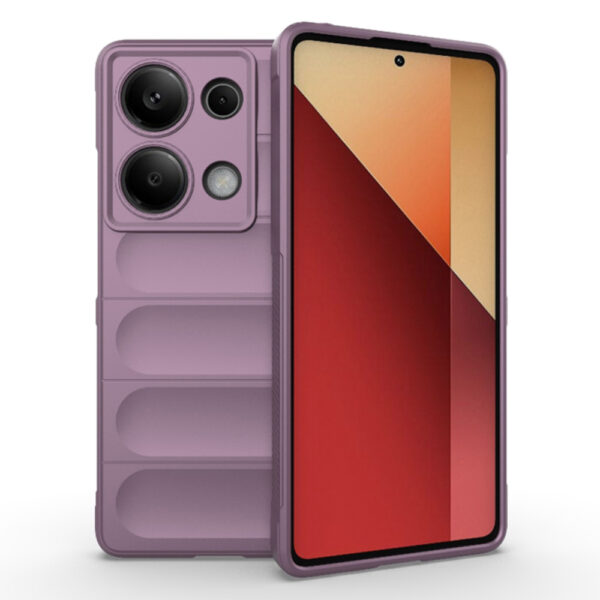 Husa Matte Waves pentru Xiaomi Redmi Note 13 Pro 5G, Camera Protect, Striatii laterale, Colturi intarite, Margini inaltate, Antialunecare, Antisoc, Silicon prietenos cu pielea, Mov