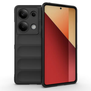 Husa Matte Waves pentru Xiaomi Redmi Note 13 Pro, Camera Protect, Striatii laterale, Colturi intarite, Margini inaltate, Antialunecare, Antisoc, Silicon prietenos cu pielea, Negru