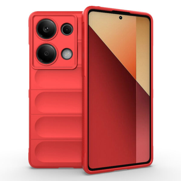 Husa Matte Waves pentru Xiaomi Redmi Note 13 Pro, Camera Protect, Striatii laterale, Colturi intarite, Margini inaltate, Antialunecare, Antisoc, Silicon prietenos cu pielea, Rosu