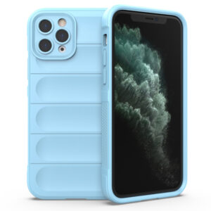 Husa Matte Waves pentru Apple iPhone 11 Pro, Camera Protect, Striatii laterale, Colturi intarite, Margini inaltate, Antialunecare, Antisoc, Silicon prietenos cu pielea, Albastru