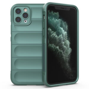 Husa Matte Waves pentru Apple iPhone 11 Pro Max, Camera Protect, Striatii laterale, Colturi intarite, Margini inaltate, Antialunecare, Antisoc, Silicon prietenos cu pielea, Verde