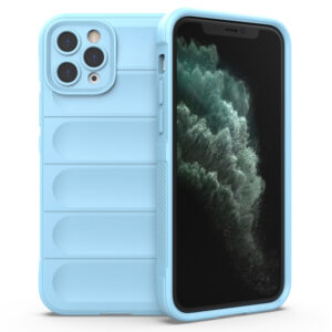 Husa Matte Waves pentru Apple iPhone 11 Pro Max, Camera Protect, Striatii laterale, Colturi intarite, Margini inaltate, Antialunecare, Antisoc, Silicon prietenos cu pielea, Albastru