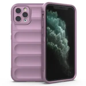 Husa Matte Waves pentru Apple iPhone 11 Pro Max, Camera Protect, Striatii laterale, Colturi intarite, Margini inaltate, Antialunecare, Antisoc, Silicon prietenos cu pielea, Mov