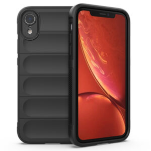 Husa Matte Waves pentru Apple iPhone XR, Camera Protect, Striatii laterale, Colturi intarite, Margini inaltate, Antialunecare, Antisoc, Silicon prietenos cu pielea, Negru