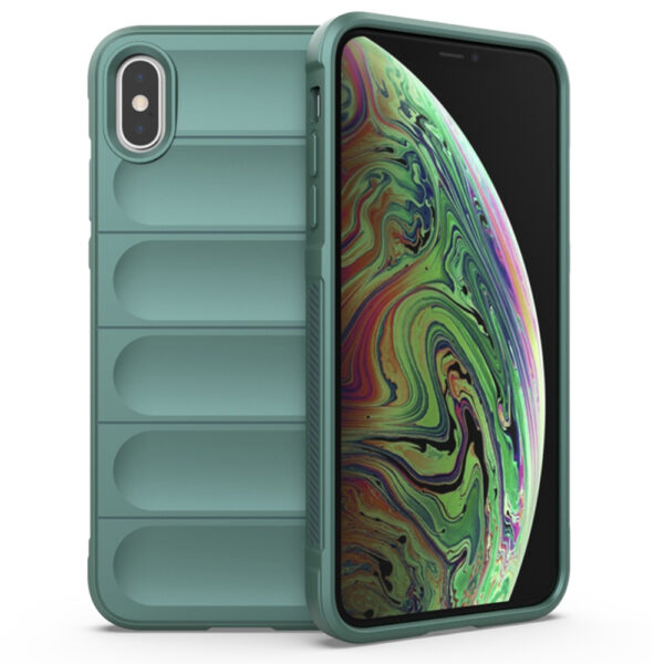 Husa Matte Waves pentru Apple iPhone XS Max, Camera Protect, Striatii laterale, Colturi intarite, Margini inaltate, Antialunecare, Antisoc, Silicon prietenos cu pielea, Verde