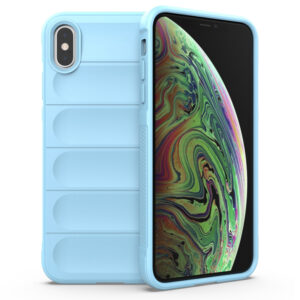 Husa Matte Waves pentru Apple iPhone XS Max, Camera Protect, Striatii laterale, Colturi intarite, Margini inaltate, Antialunecare, Antisoc, Silicon prietenos cu pielea, Albastru