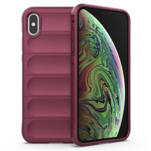 Husa Matte Waves pentru Apple iPhone XS Max, Camera Protect, Striatii laterale, Colturi intarite, Margini inaltate, Antialunecare, Antisoc, Silicon prietenos cu pielea, Visiniu