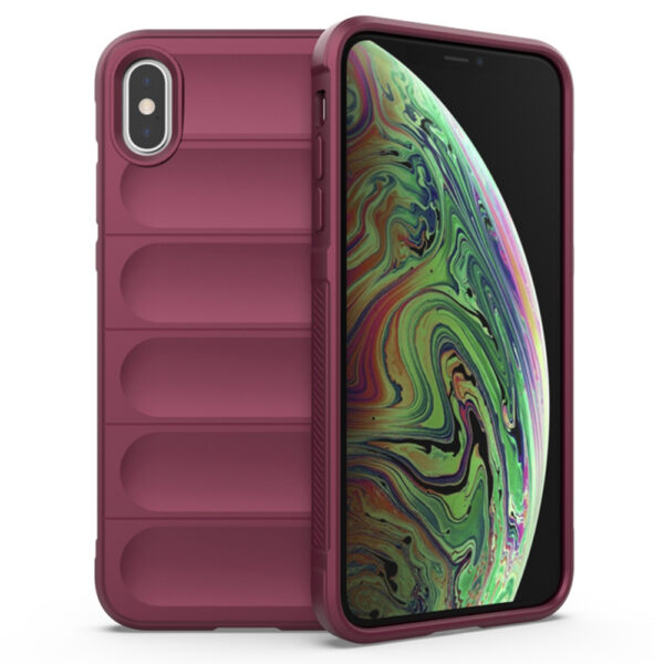 Husa Matte Waves pentru Apple iPhone XS Max, Camera Protect, Striatii laterale, Colturi intarite, Margini inaltate, Antialunecare, Antisoc, Silicon prietenos cu pielea, Visiniu