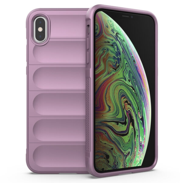 Husa Matte Waves pentru Apple iPhone XS Max, Camera Protect, Striatii laterale, Colturi intarite, Margini inaltate, Antialunecare, Antisoc, Silicon prietenos cu pielea, Mov