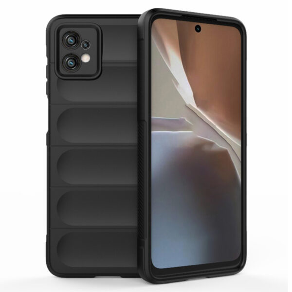 Husa Matte Waves pentru Motorola Moto G32, Camera Protect, Striatii laterale, Colturi intarite, Margini inaltate, Antialunecare, Antisoc, Silicon prietenos cu pielea, Negru