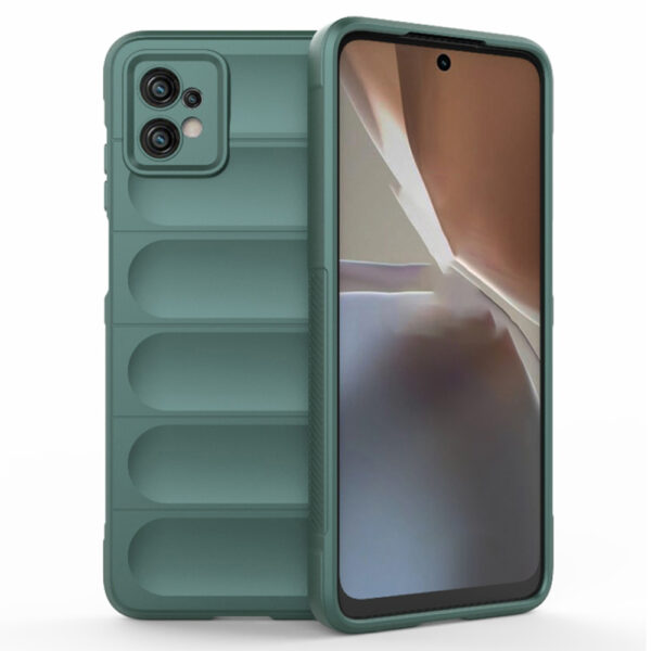 Husa Matte Waves pentru Motorola Moto G32, Camera Protect, Striatii laterale, Colturi intarite, Margini inaltate, Antialunecare, Antisoc, Silicon prietenos cu pielea, Verde