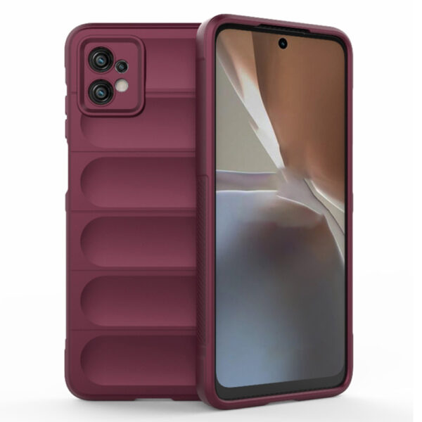 Husa Matte Waves pentru Motorola Moto G32, Camera Protect, Striatii laterale, Colturi intarite, Margini inaltate, Antialunecare, Antisoc, Silicon prietenos cu pielea, Visiniu