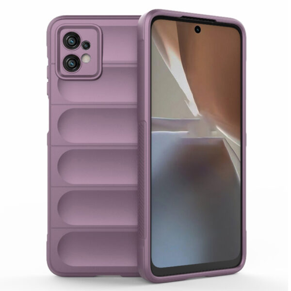 Husa Matte Waves pentru Motorola Moto G32, Camera Protect, Striatii laterale, Colturi intarite, Margini inaltate, Antialunecare, Antisoc, Silicon prietenos cu pielea, Mov