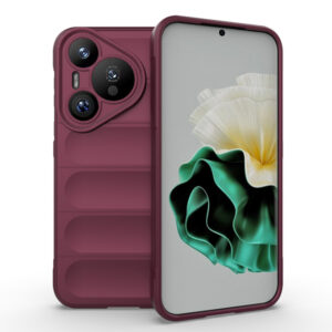 Husa Matte Waves pentru Huawei Pura 70, Camera Protect, Striatii laterale, Colturi intarite, Margini inaltate, Antialunecare, Antisoc, Silicon prietenos cu pielea, Visiniu