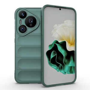 Husa Matte Waves pentru Huawei Pura 70 Pro, Camera Protect, Striatii laterale, Colturi intarite, Margini inaltate, Antialunecare, Antisoc, Silicon prietenos cu pielea, Verde