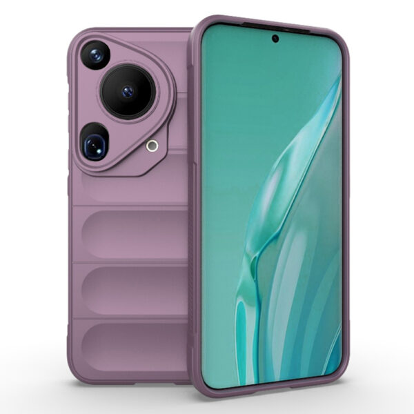 Husa Matte Waves pentru Huawei Pura 70 Ultra, Camera Protect, Striatii laterale, Colturi intarite, Margini inaltate, Antialunecare, Antisoc, Silicon prietenos cu pielea, Mov