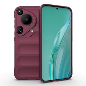 Husa Matte Waves pentru Huawei Pura 70 Ultra, Camera Protect, Striatii laterale, Colturi intarite, Margini inaltate, Antialunecare, Antisoc, Silicon prietenos cu pielea, Visiniu