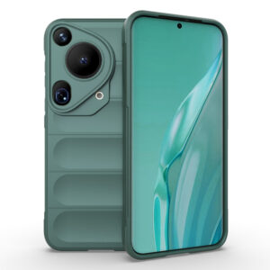 Husa Matte Waves pentru Huawei Pura 70 Ultra, Camera Protect, Striatii laterale, Colturi intarite, Margini inaltate, Antialunecare, Antisoc, Silicon prietenos cu pielea, Verde