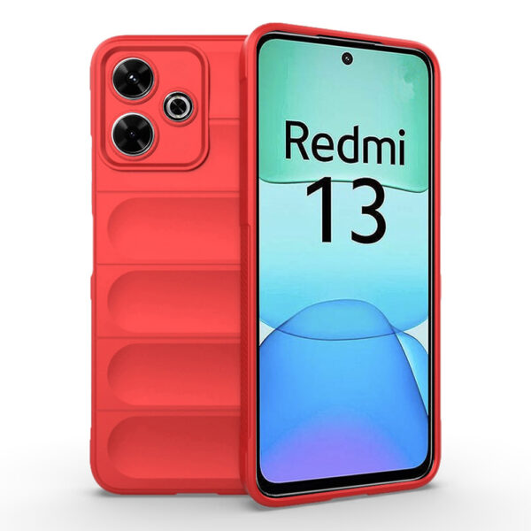 Husa Matte Waves pentru Xiaomi Redmi 13 | M6 4G, Camera Protect, Striatii laterale, Colturi intarite, Margini inaltate, Antialunecare, Antisoc, Silicon prietenos cu pielea, Rosu