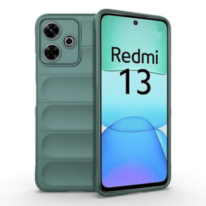 Husa Matte Waves pentru Xiaomi Redmi 13 | M6 4G, Camera Protect, Striatii laterale, Colturi intarite, Margini inaltate, Antialunecare, Antisoc, Silicon prietenos cu pielea, Verde