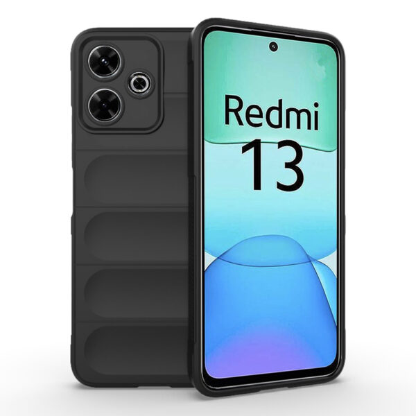 Husa Matte Waves pentru Xiaomi Redmi 13 | M6 4G, Camera Protect, Striatii laterale, Colturi intarite, Margini inaltate, Antialunecare, Antisoc, Silicon prietenos cu pielea, Negru