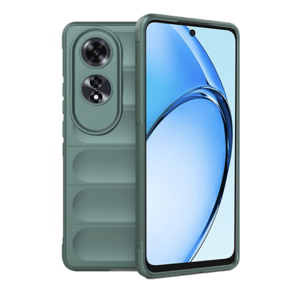 Husa Matte Waves pentru Oppo A60, Camera Protect, Striatii laterale, Colturi intarite, Margini inaltate, Antialunecare, Antisoc, Silicon prietenos cu pielea, Verde