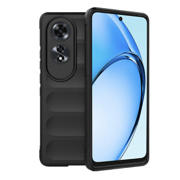 Husa Matte Waves pentru Oppo A60, Camera Protect, Striatii laterale, Colturi intarite, Margini inaltate, Antialunecare, Antisoc, Silicon prietenos cu pielea, Negru