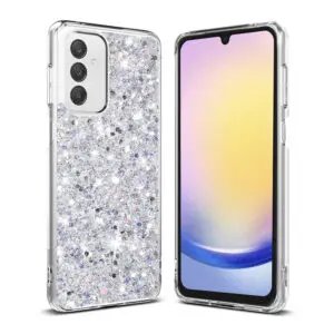 Husa Shiny Diamonds pentru Samsung Galaxy A25 5G, Ultra Slim, Usoara, Durabila, Antisoc, Alb