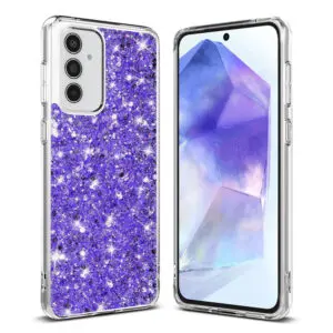 Husa Shiny Diamonds pentru Samsung Galaxy A55 5G, Ultra Slim, Usoara, Durabila, Antisoc, Mov