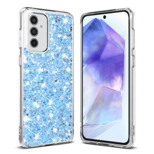 Husa Shiny Diamonds pentru Samsung Galaxy A55 5G, Ultra Slim, Usoara, Durabila, Antisoc, Albastru