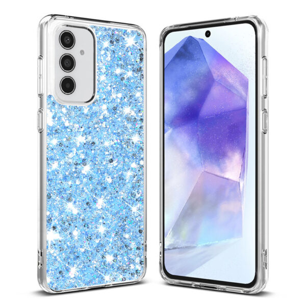 Husa Shiny Diamonds pentru Samsung Galaxy A55 5G, Ultra Slim, Usoara, Durabila, Antisoc, Albastru