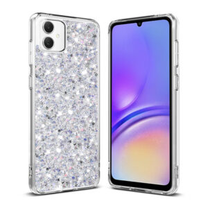 Husa Shiny Diamonds pentru Samsung Galaxy A05, Ultra Slim, Usoara, Durabila, Antisoc, Alb