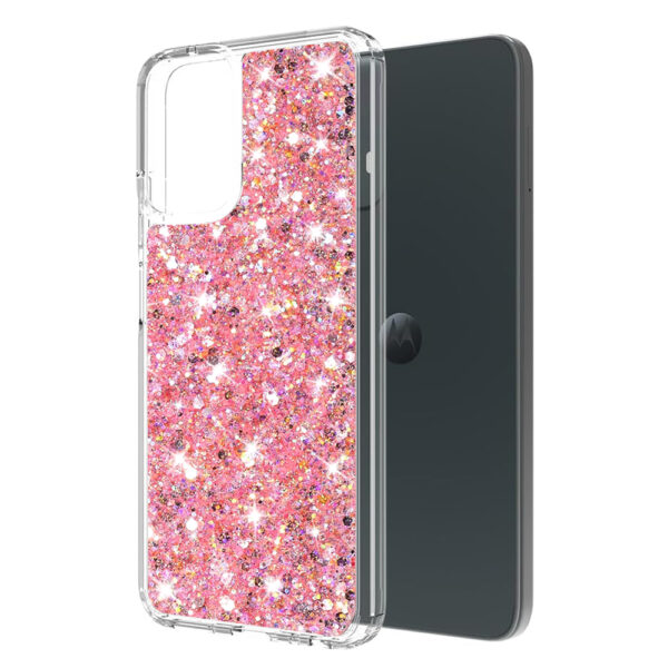 Husa Shiny Diamonds pentru Motorola Moto G14, Ultra Slim, Usoara, Durabila, Antisoc, Roz