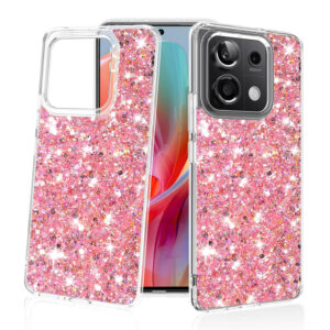 Husa Shiny Diamonds pentru Xiaomi Redmi Note 13 Pro 5G, Ultra Slim, Usoara, Durabila, Antisoc, Roz