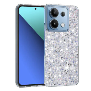 Husa Shiny Diamonds pentru Xiaomi Redmi Note 13 4G, Ultra Slim, Usoara, Durabila, Antisoc, Alb