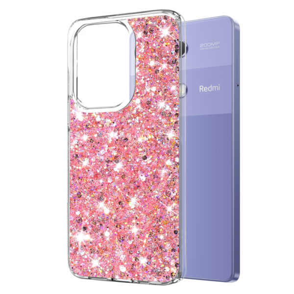 Husa Shiny Diamonds pentru Xiaomi Redmi Note 13 Pro, Ultra Slim, Usoara, Durabila, Antisoc, Roz