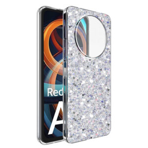 Husa Shiny Diamonds pentru Xiaomi Redmi A3, Ultra Slim, Usoara, Durabila, Antisoc, Alb