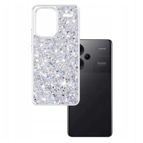 Husa Shiny Diamonds pentru Xiaomi Redmi Note 13 Pro Plus, Ultra Slim, Usoara, Durabila, Antisoc, Alb