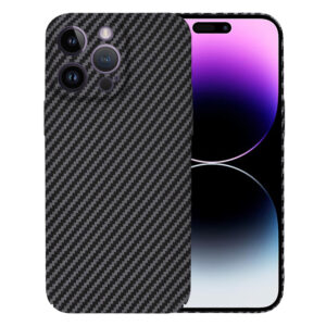 Husa Luxury Aramid pentru Apple iPhone 14 Pro Max, Textura de fibra de carbon, Ultra Safe Protect, Antisoc, Protectie camera, UltraSubtire, Usoara, Negru