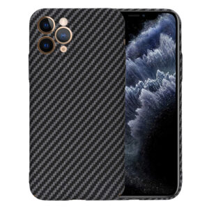 Husa Luxury Aramid pentru Apple iPhone 11 Pro, Textura de fibra de carbon, Ultra Safe Protect, Antisoc, Protectie camera, UltraSubtire, Usoara, Negru