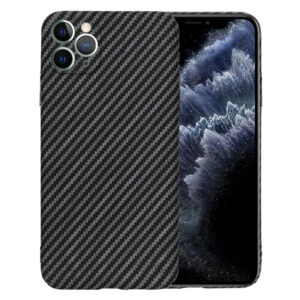 Husa Luxury Aramid pentru Apple iPhone 11 Pro Max, Textura de fibra de carbon, Ultra Safe Protect, Antisoc, Protectie camera, UltraSubtire, Usoara, Negru