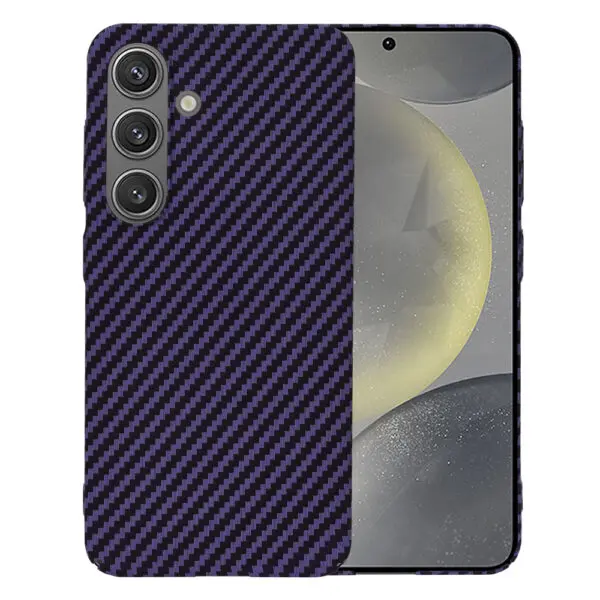 Husa Luxury Aramid pentru Samsung Galaxy S24, Textura de fibra de carbon, Ultra Safe Protect, Antisoc, Protectie camera, UltraSubtire, Usoara, Mov