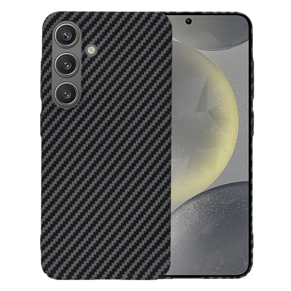 Husa Luxury Aramid pentru Samsung Galaxy S24, Textura de fibra de carbon, Ultra Safe Protect, Antisoc, Protectie camera, UltraSubtire, Usoara, Negru