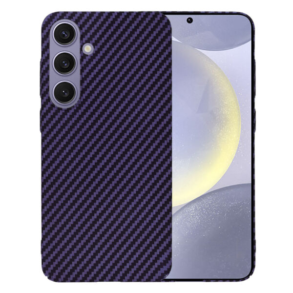 Husa Luxury Aramid pentru Samsung Galaxy S24 Plus, Textura de fibra de carbon, Ultra Safe Protect, Antisoc, Protectie camera, UltraSubtire, Usoara, Mov