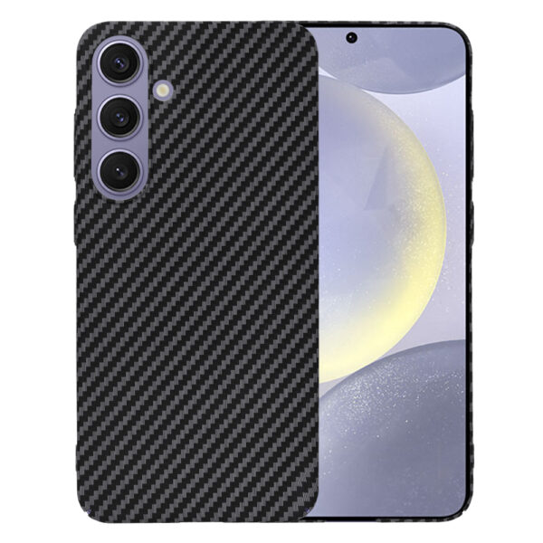 Husa Luxury Aramid pentru Samsung Galaxy S24 Plus, Textura de fibra de carbon, Ultra Safe Protect, Antisoc, Protectie camera, UltraSubtire, Usoara, Negru